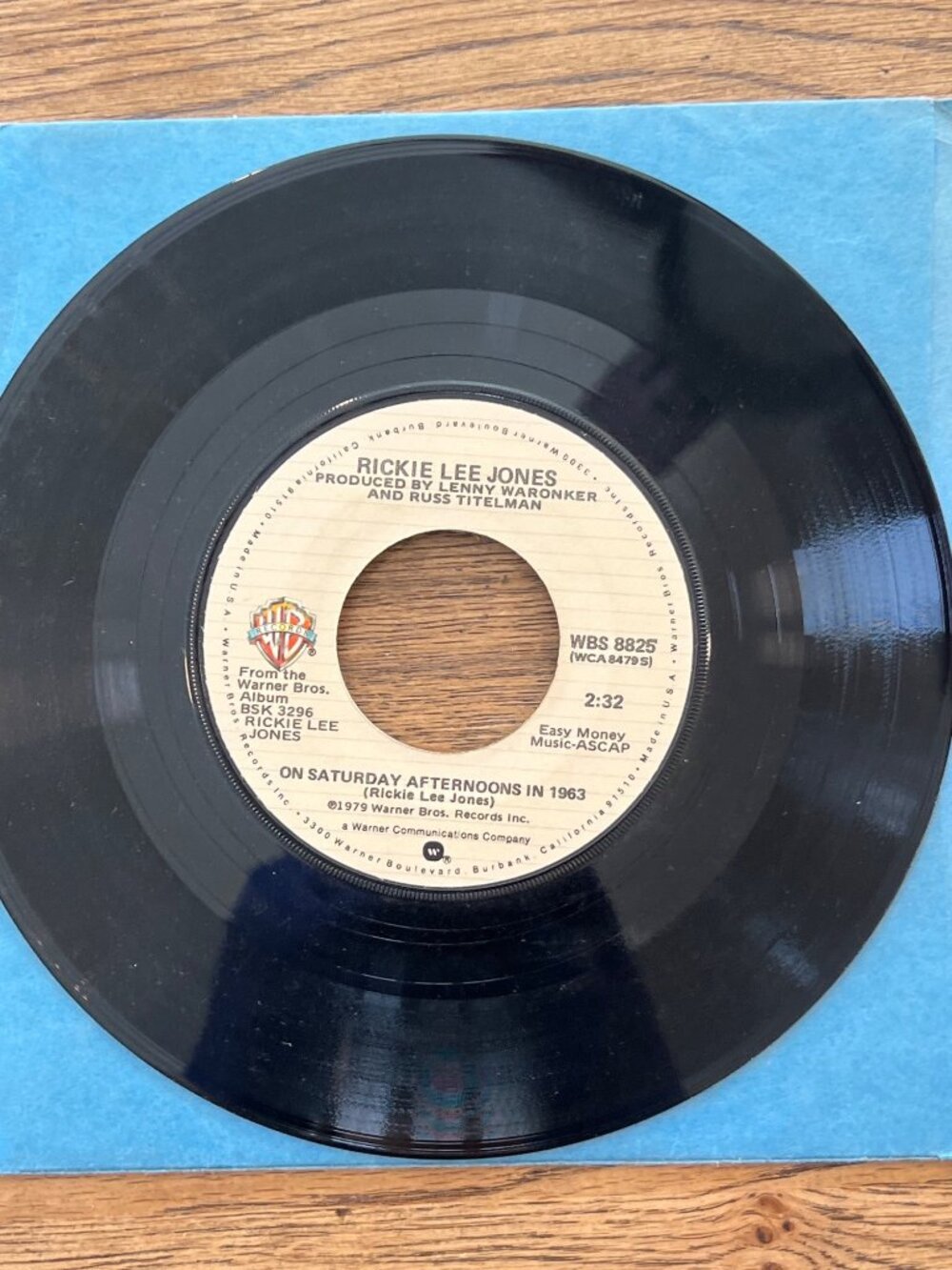 Rickie Lee Jones Chuck E’s In Love Warner Bros WBS 8825 7" 45 RPM 1979 Vintage